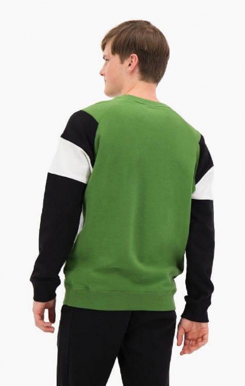 Champion Colour Block Bomulds Terry Sweatshirt Sweatshirts Herre Grøn | 4890-RSVUW