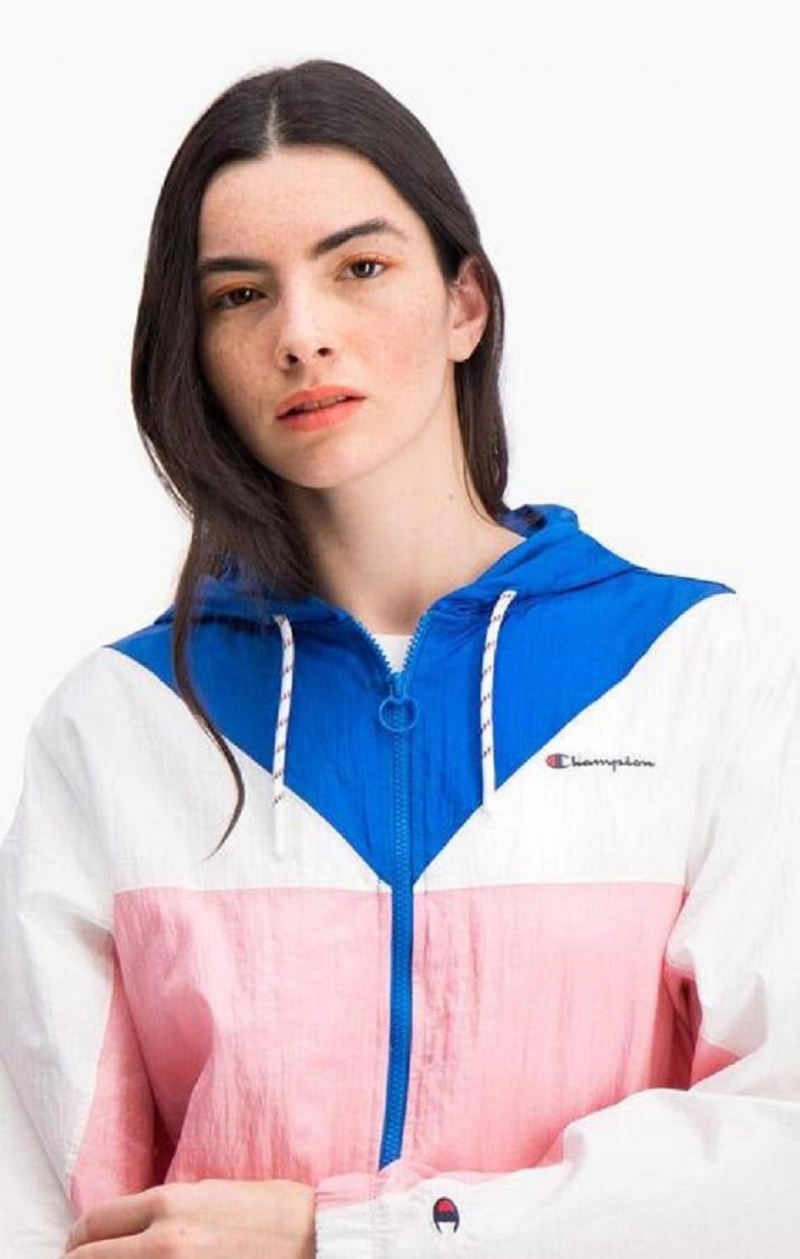 Champion Colour Block Hætte Track Jacket Hættetrøje Dame Lyserød | 6190-HXIGM