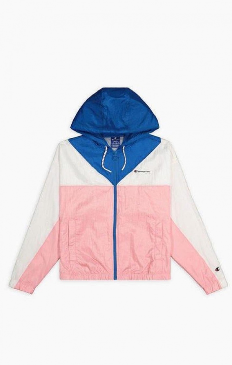 Champion Colour Block Hætte Track Jacket Hættetrøje Dame Lyserød | 6190-HXIGM