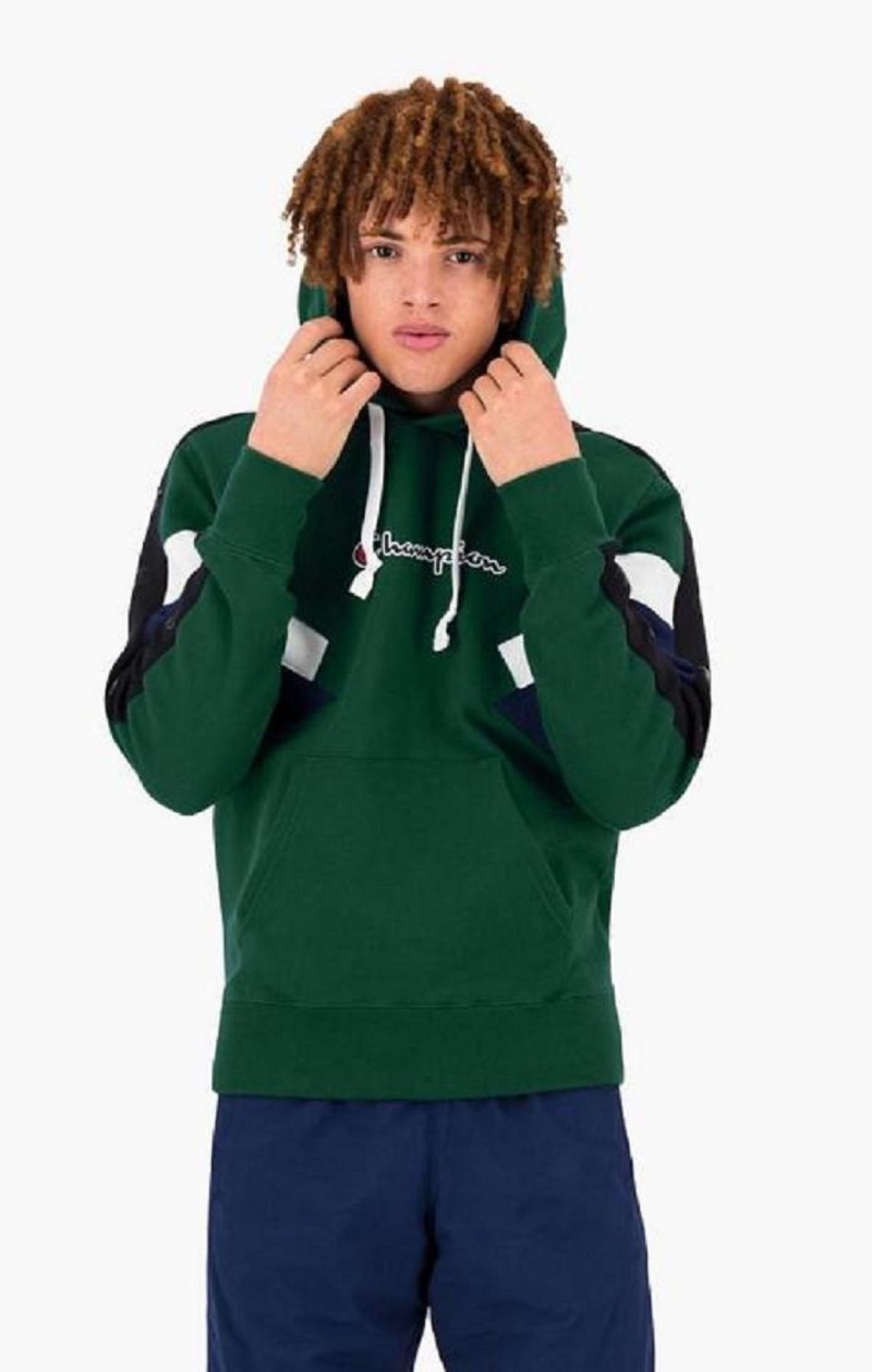 Champion Colour Block Insert Fleece Hoodie Hættetrøje Herre Lysegrøn | 5281-HWDUO