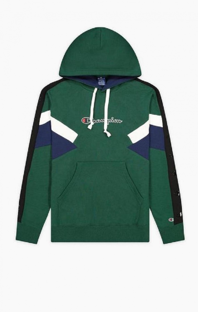 Champion Colour Block Insert Fleece Hoodie Hættetrøje Herre Lysegrøn | 5281-HWDUO