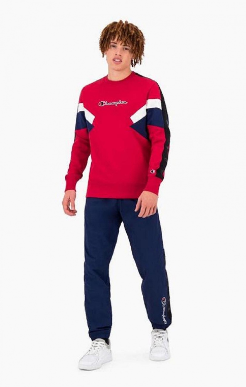 Champion Colour Block Insert Fleece Sweatshirt Sweatshirts Herre Rød | 6704-EDORF