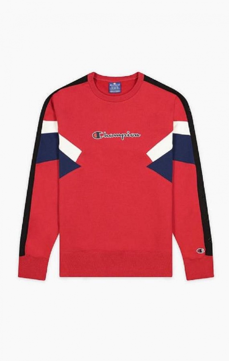 Champion Colour Block Insert Fleece Sweatshirt Sweatshirts Herre Rød | 6704-EDORF