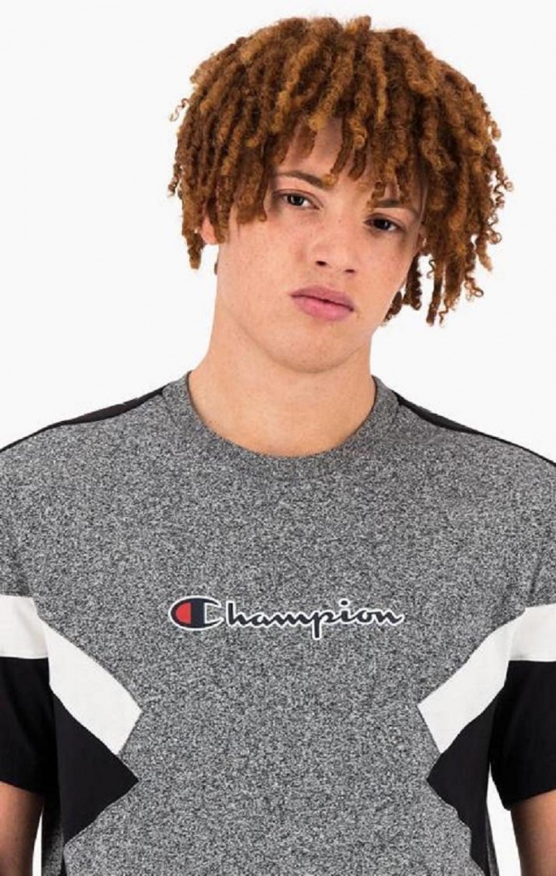 Champion Colour Block Insert T-Shirt T Shirts Herre Mørkegrå | 3698-JZQTF