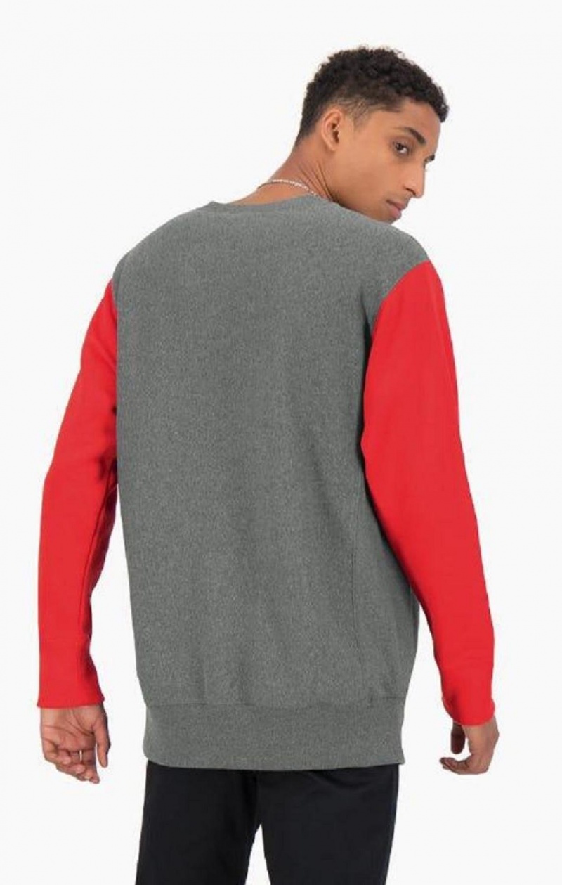 Champion Colour Block Reverse Weave Sweatshirt Sweatshirts Herre Mørkegrå | 1743-FRNQZ