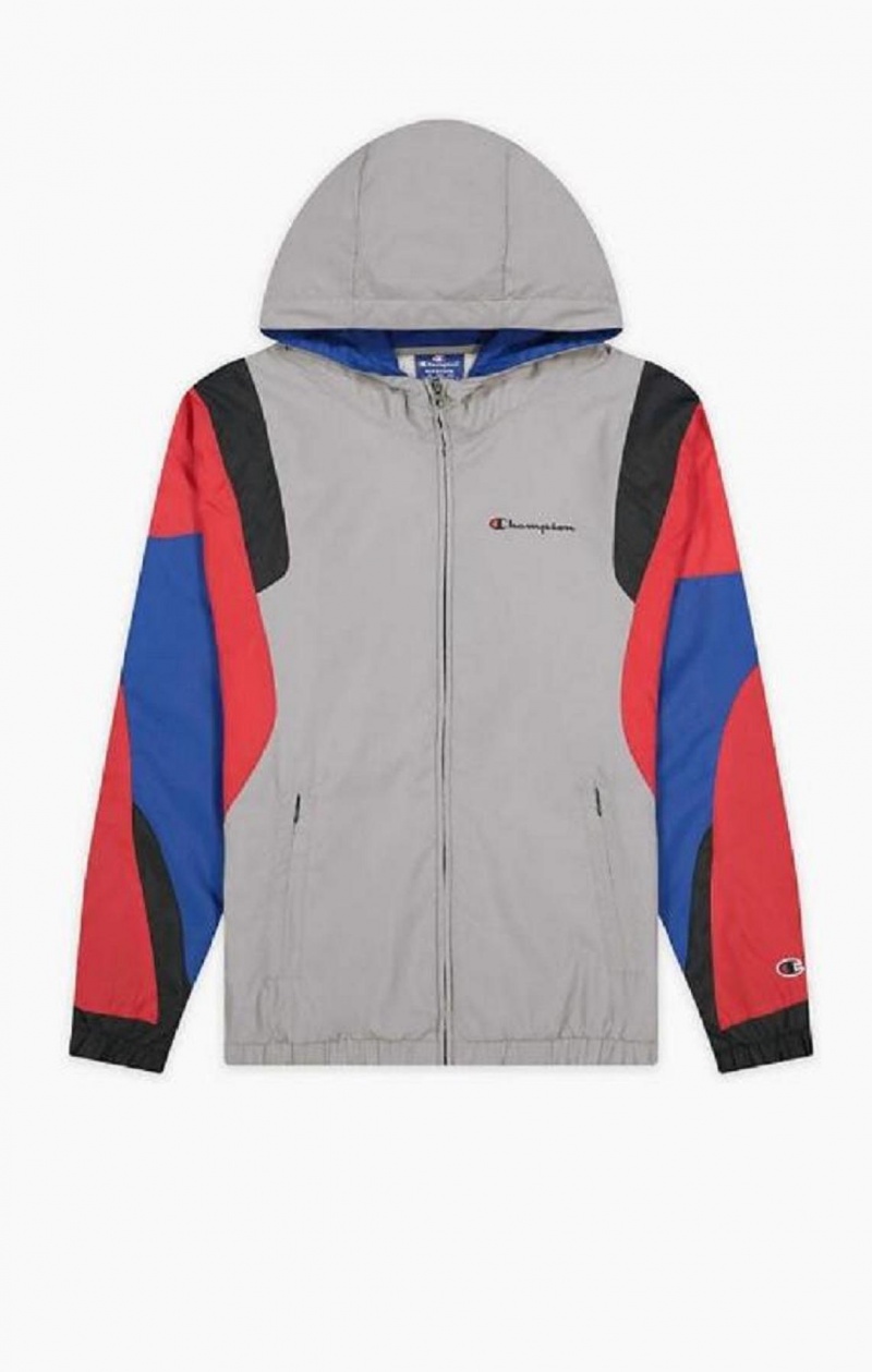 Champion Colour Block Script Logo Hoodie Hættetrøje Herre Mørkegrå | 2938-MZJLH