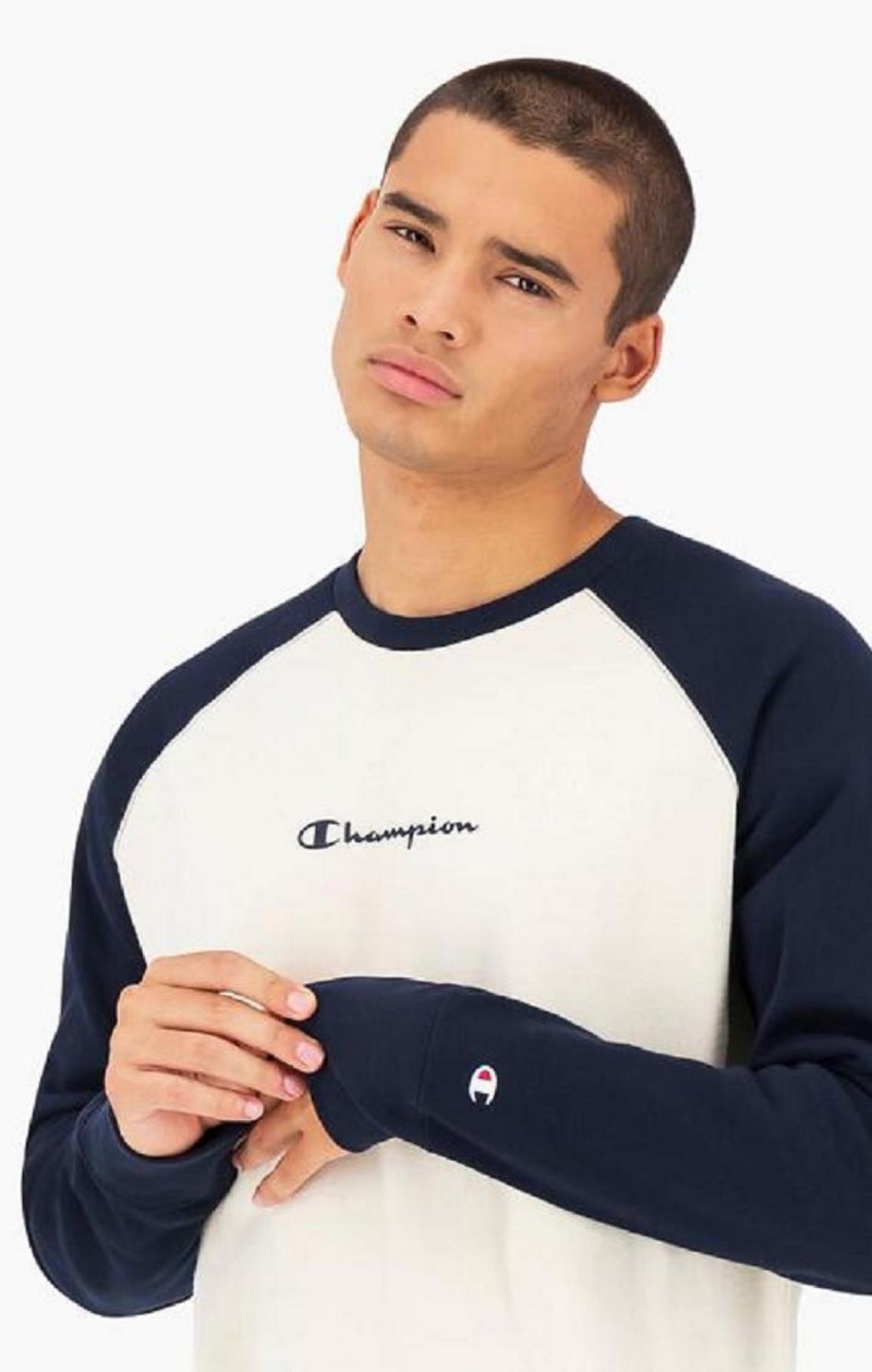 Champion Colour Block Script Logo Sweatshirt Sweatshirts Herre Mørkeblå | 3590-ODTAL