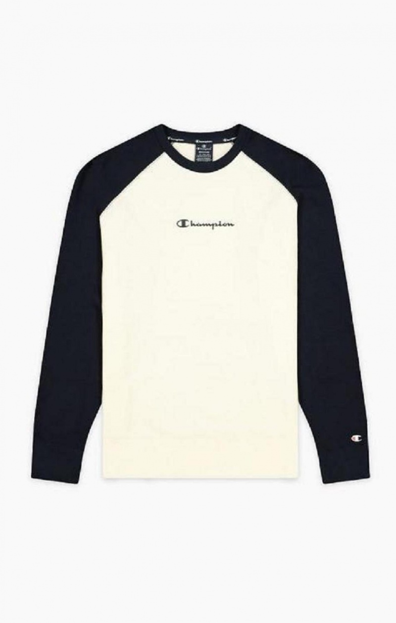 Champion Colour Block Script Logo Sweatshirt Sweatshirts Herre Mørkeblå | 3590-ODTAL