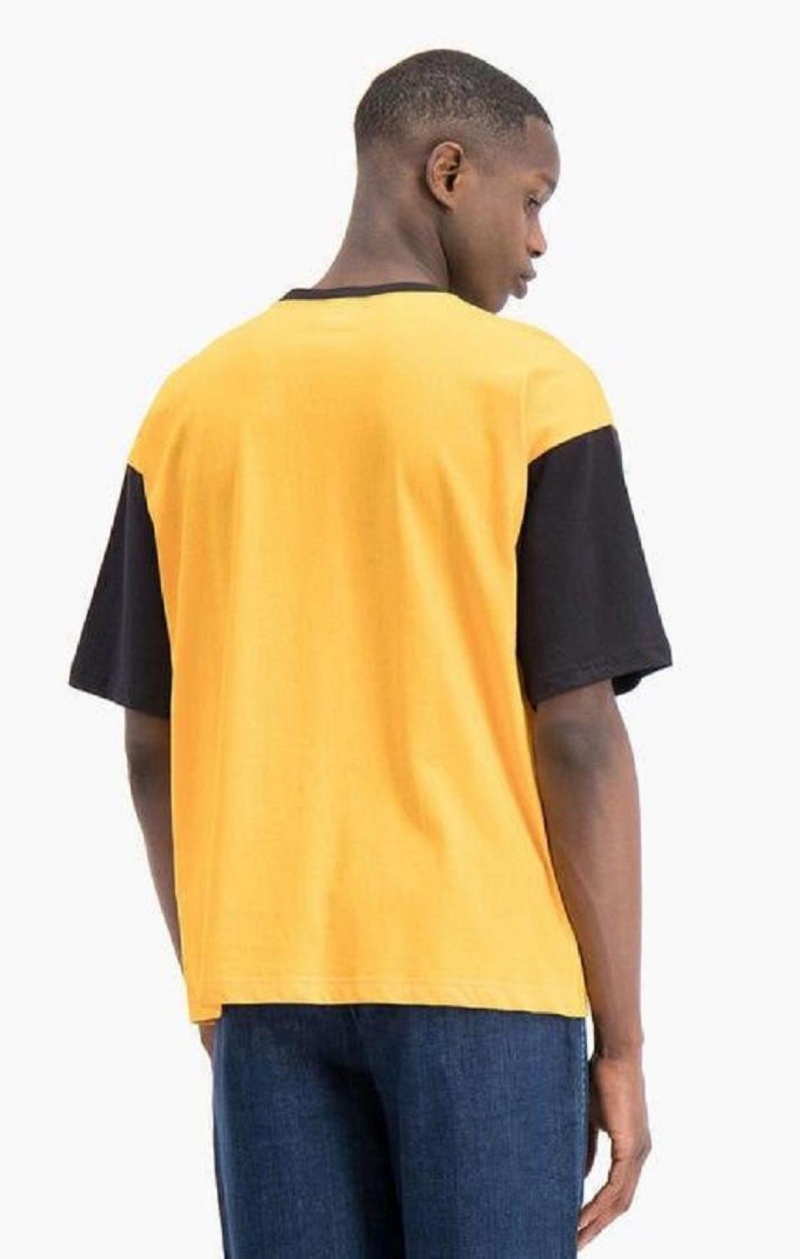 Champion Colour Block Script Logo T-Shirt T Shirts Herre Orange | 2358-QAFUW