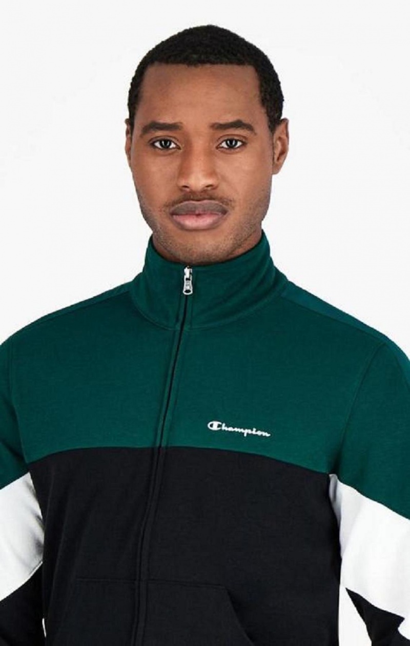 Champion Colour Block Script Logo Zip-Up Sweatsuit Træningsdragt Herre Sort | 6357-DWKIJ