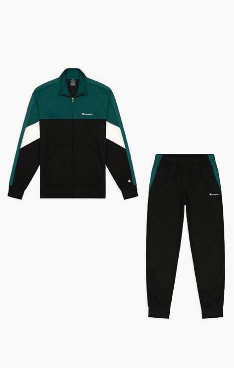 Champion Colour Block Script Logo Zip-Up Sweatsuit Træningsdragt Herre Sort | 6357-DWKIJ