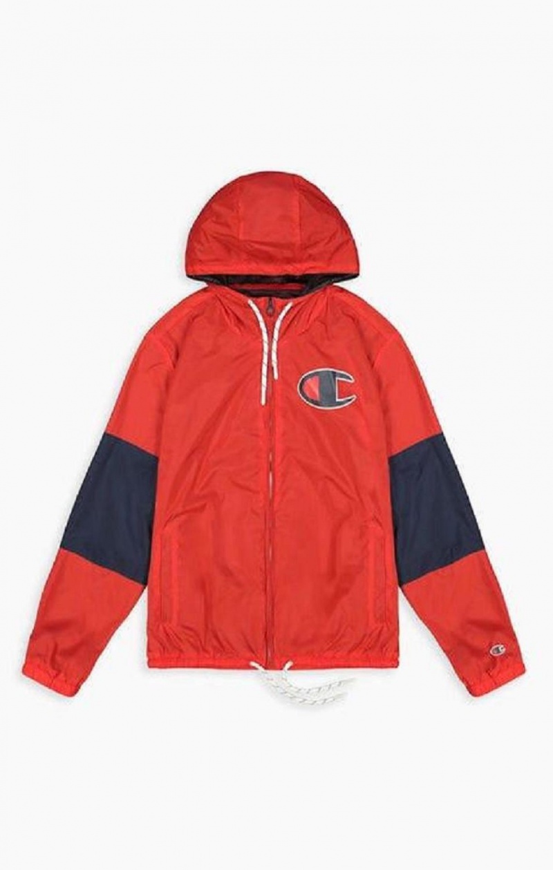 Champion Colour Block Sleeve C Logo Jacket Jakker Herre Rød | 6051-QPBYW