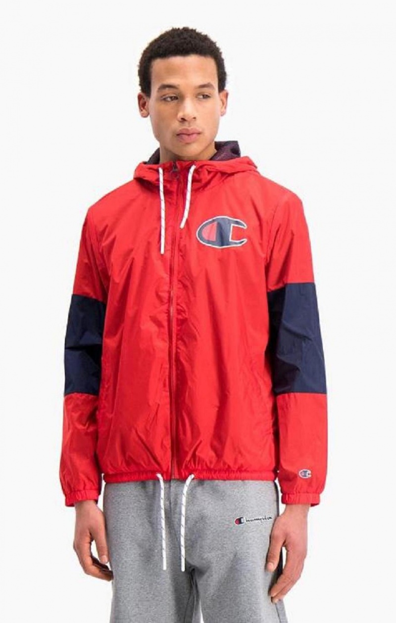 Champion Colour Block Sleeve C Logo Jacket Jakker Herre Rød | 6051-QPBYW