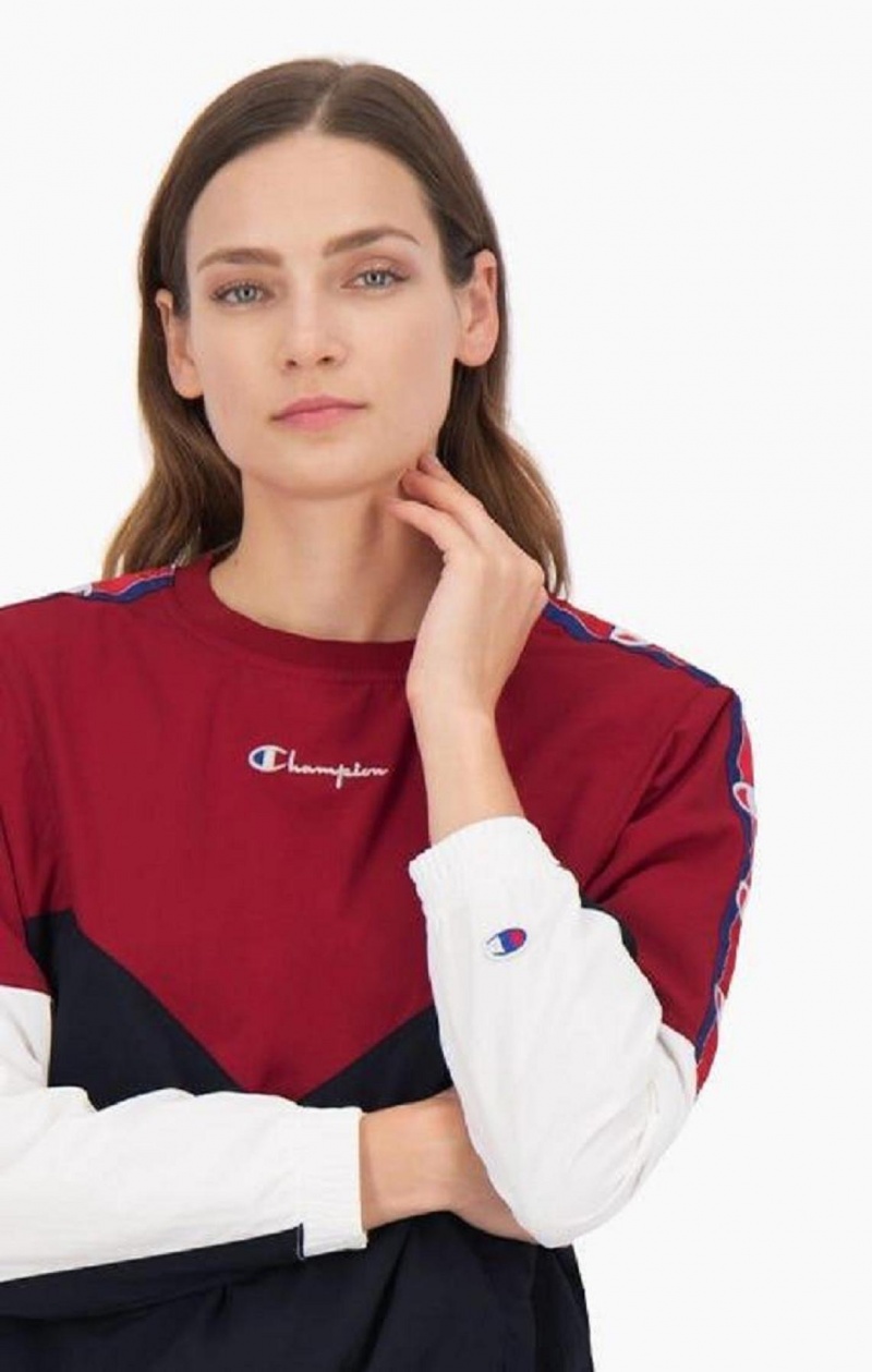 Champion Colour Block Track Sweatshirt Sweatshirts Dame Bordeaux | 7548-OXKED