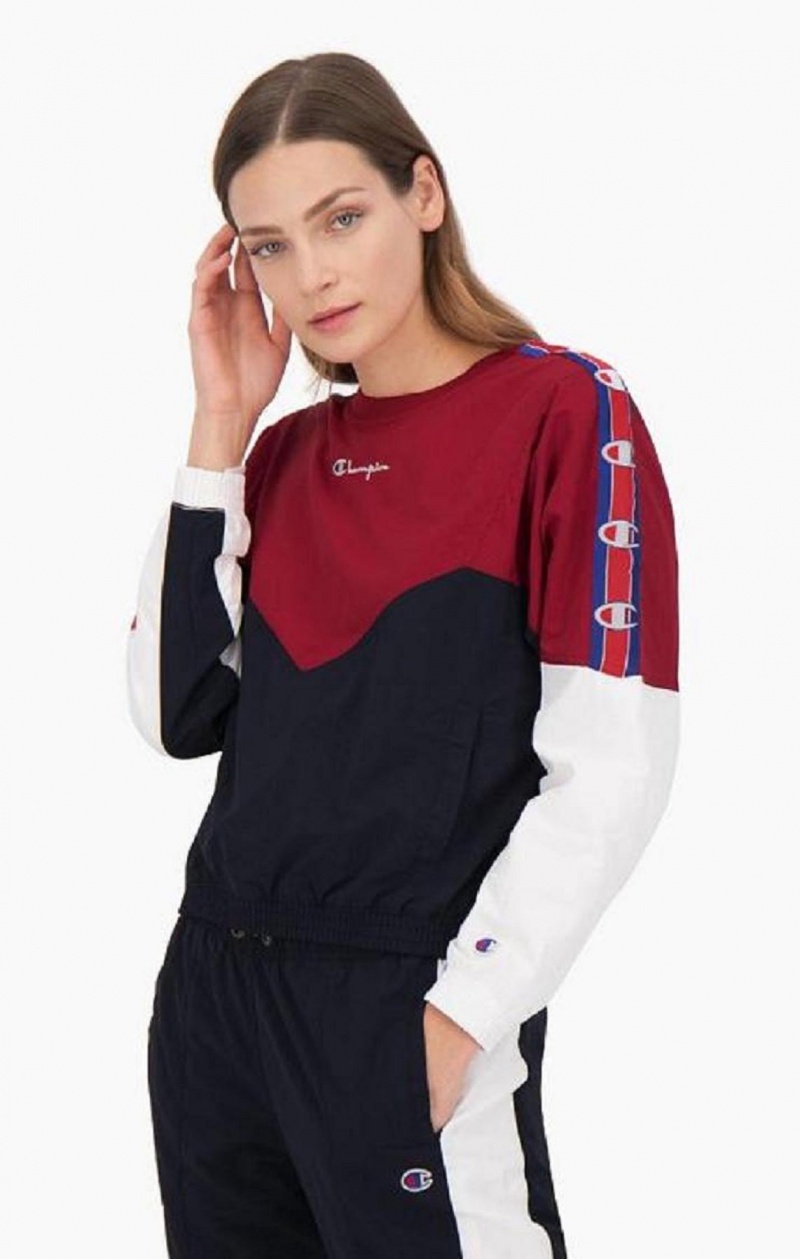 Champion Colour Block Track Sweatshirt Sweatshirts Dame Bordeaux | 7548-OXKED