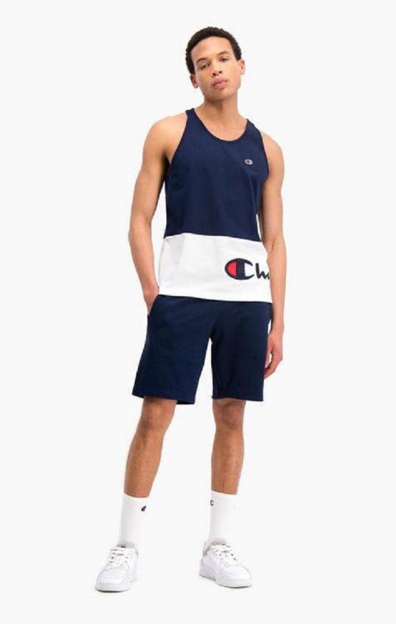 Champion Colour Block Wraparound Logo Tank Top T Shirts Herre Mørkeblå | 2831-FBGMZ