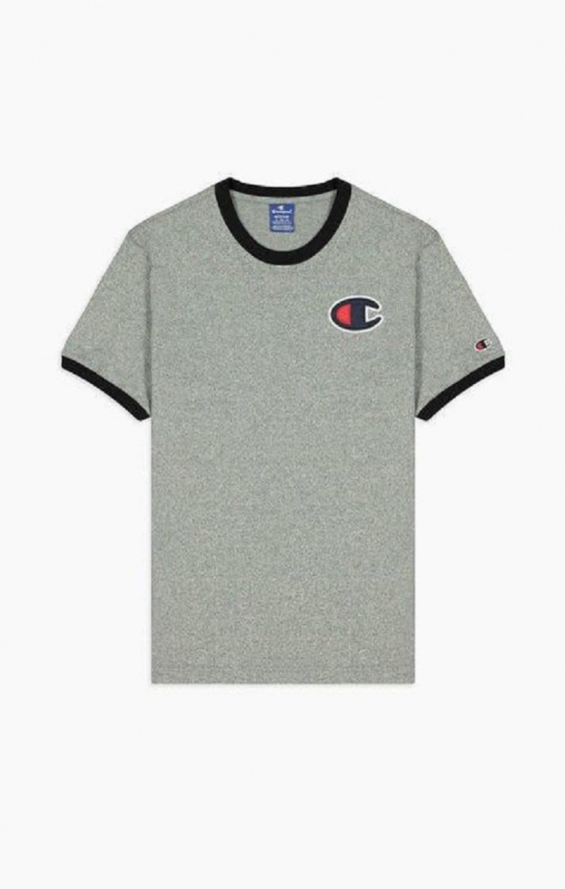 Champion Contrast C Logo Ringer T-Shirt T Shirts Herre Mørkegrå | 1839-LIVXR