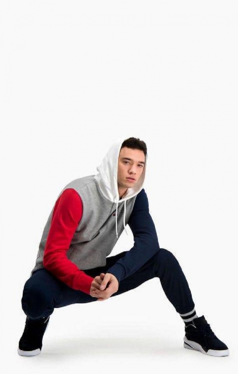 Champion Contrast Colour Block Sleeve Hoodie Hættetrøje Herre Mørkegrå | 4297-XYRNW