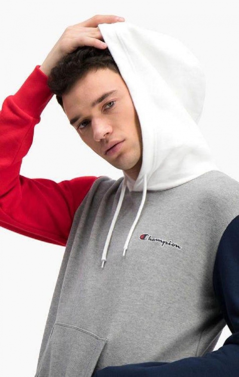 Champion Contrast Colour Block Sleeve Hoodie Hættetrøje Herre Mørkegrå | 4297-XYRNW