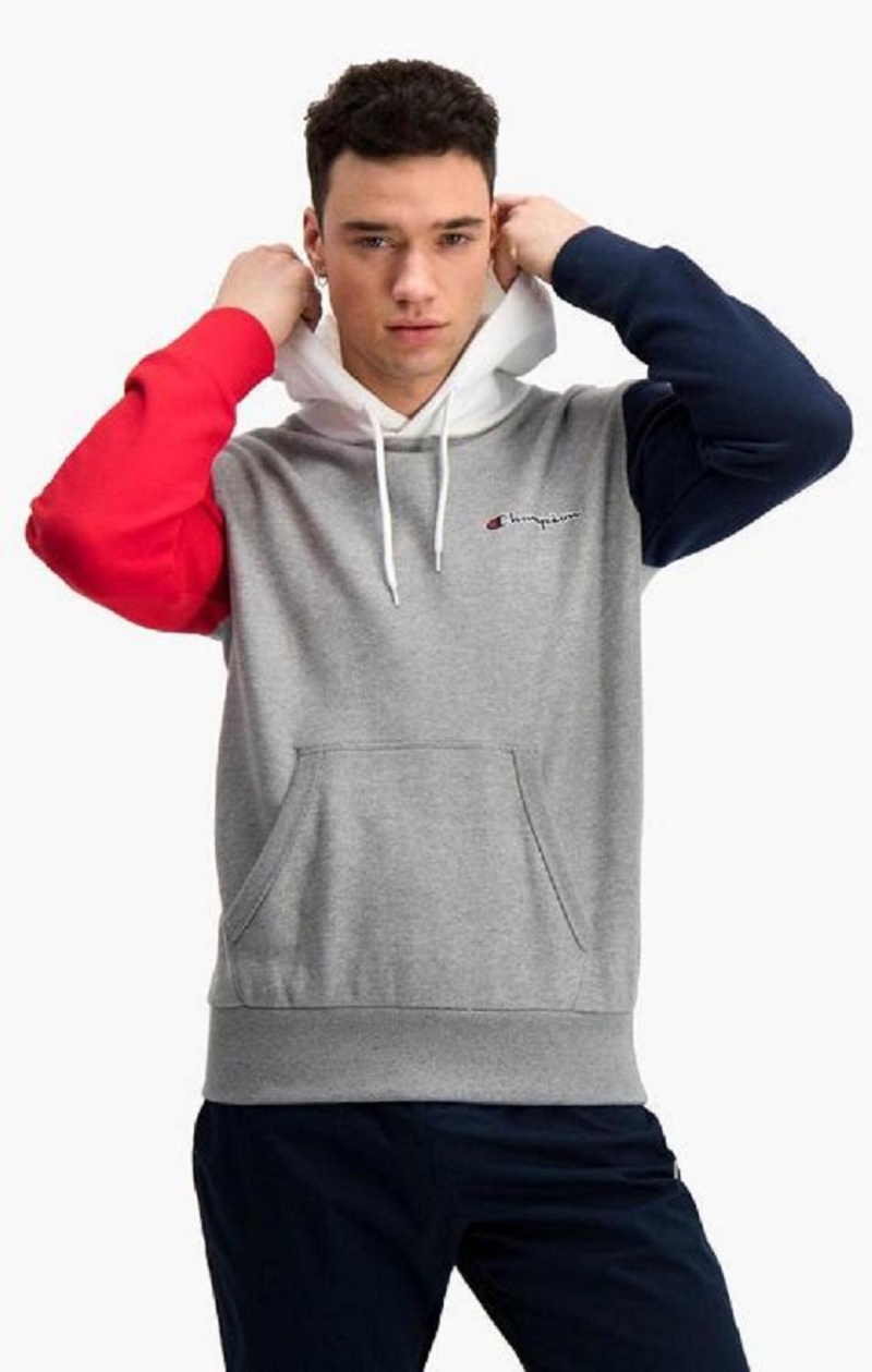 Champion Contrast Colour Block Sleeve Hoodie Hættetrøje Herre Mørkegrå | 4297-XYRNW