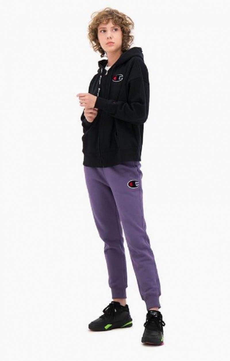 Champion Contrast Cuff Fleece Velvet C Joggers Joggingbukser Dame Lilla Olivengrøn | 8034-JQHAM