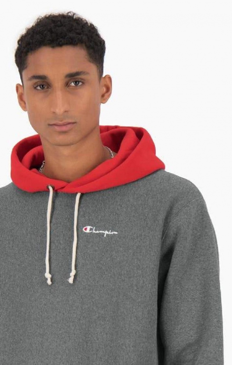 Champion Contrast Hood Reverse Weave Hoodie Hættetrøje Herre Mørkegrå | 2096-MEYQP