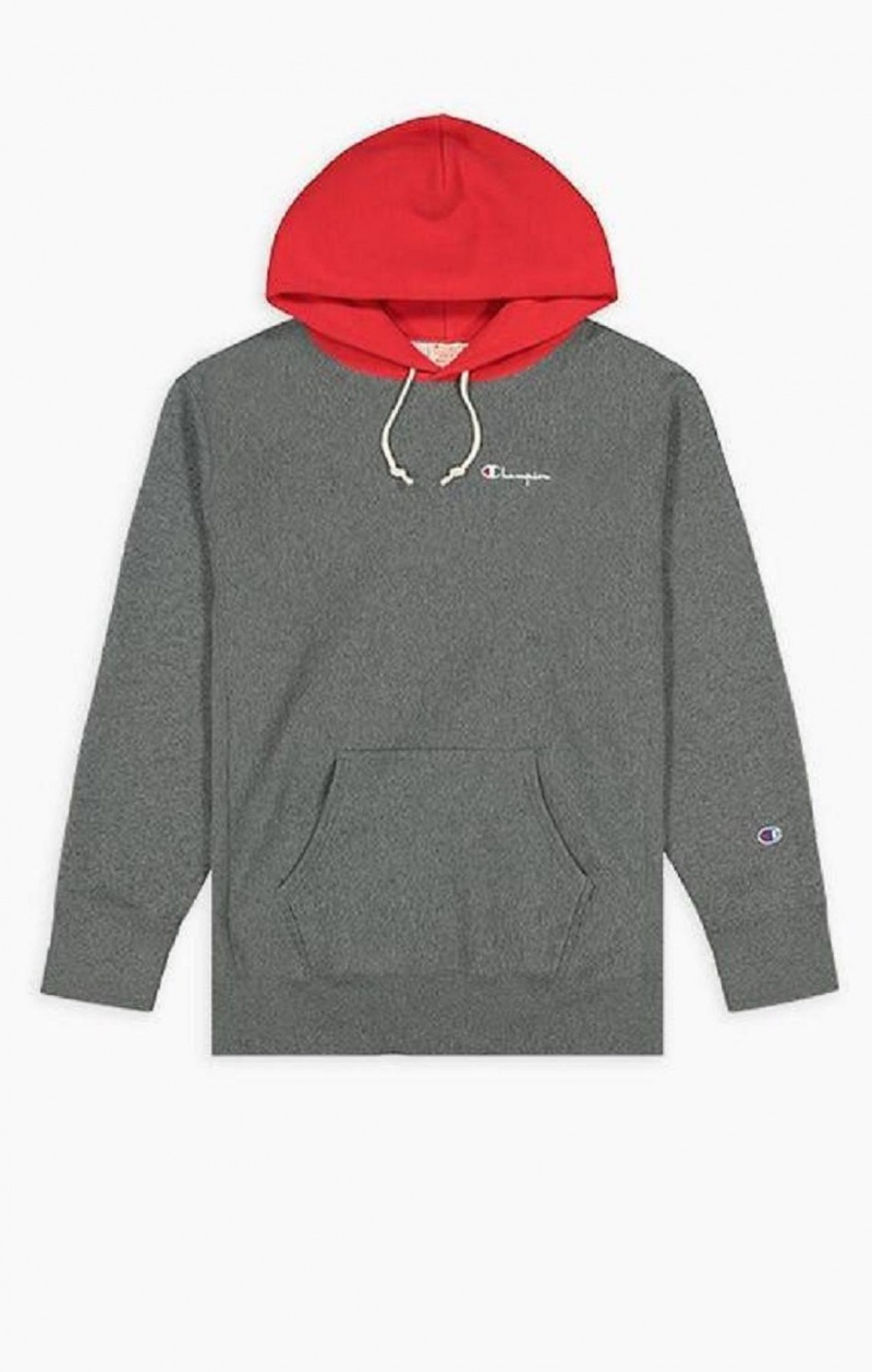 Champion Contrast Hood Reverse Weave Hoodie Hættetrøje Herre Mørkegrå | 2096-MEYQP