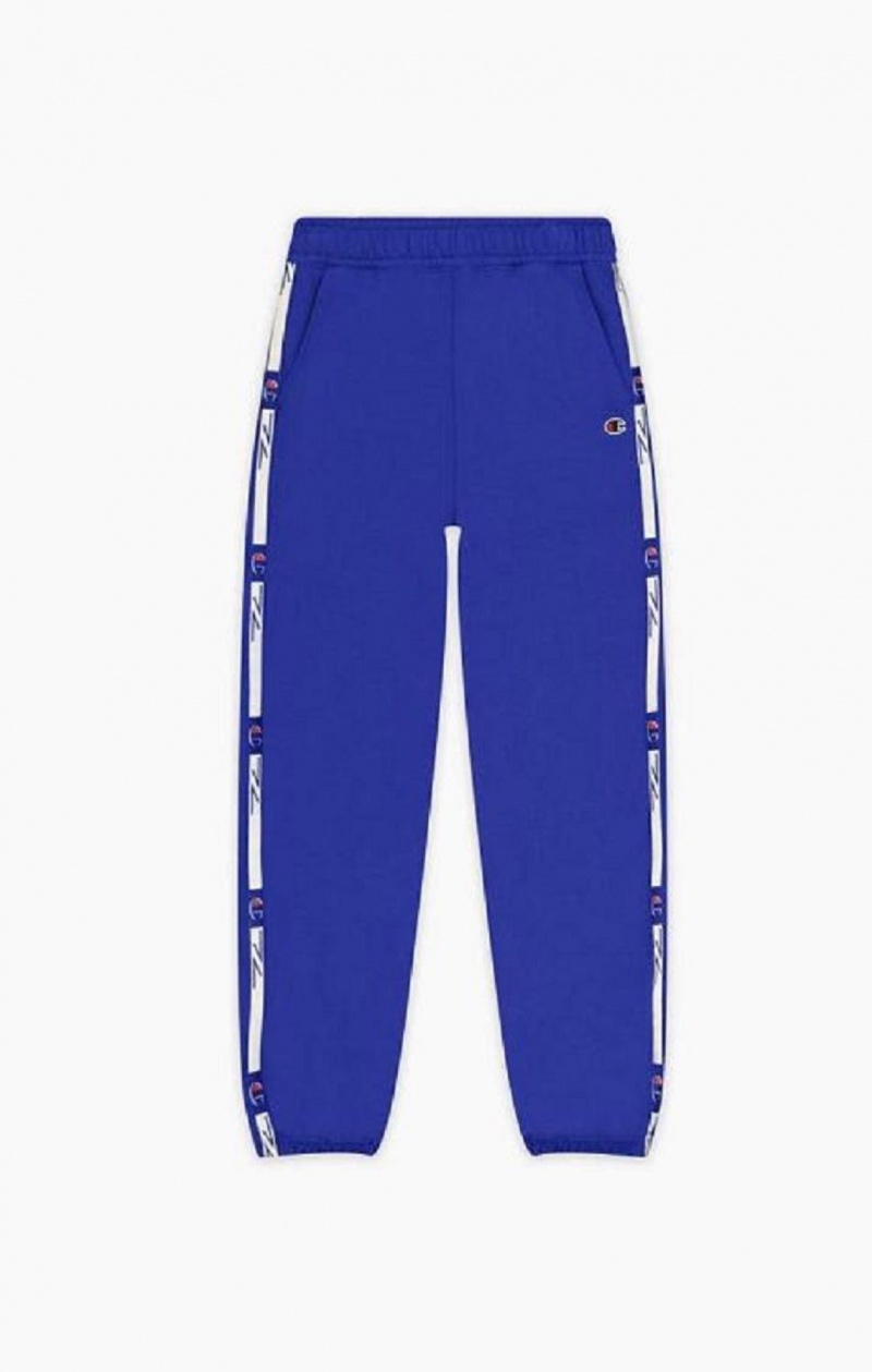 Champion Contrast Jacquard Logo Tape Fleece Joggers Joggingbukser Dame Blå | 3012-ESRPF