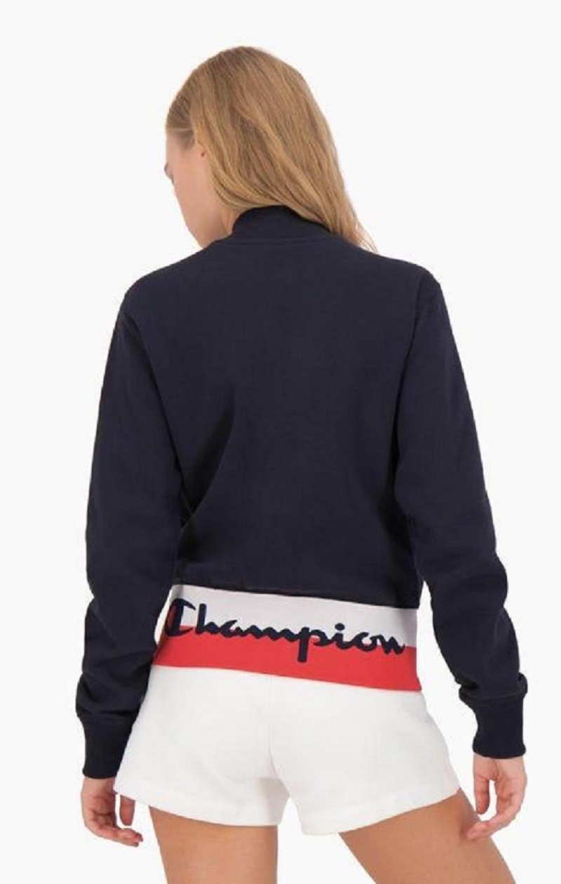 Champion Contrast Talje Script Logo Bomber Jacket Jakker Dame Mørketurkis | 0912-UVBSH