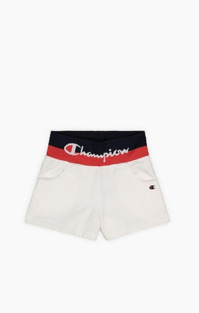 Champion Contrast Talje Script Logo Shorts Shorts Dame Hvide | 0923-KTDYG