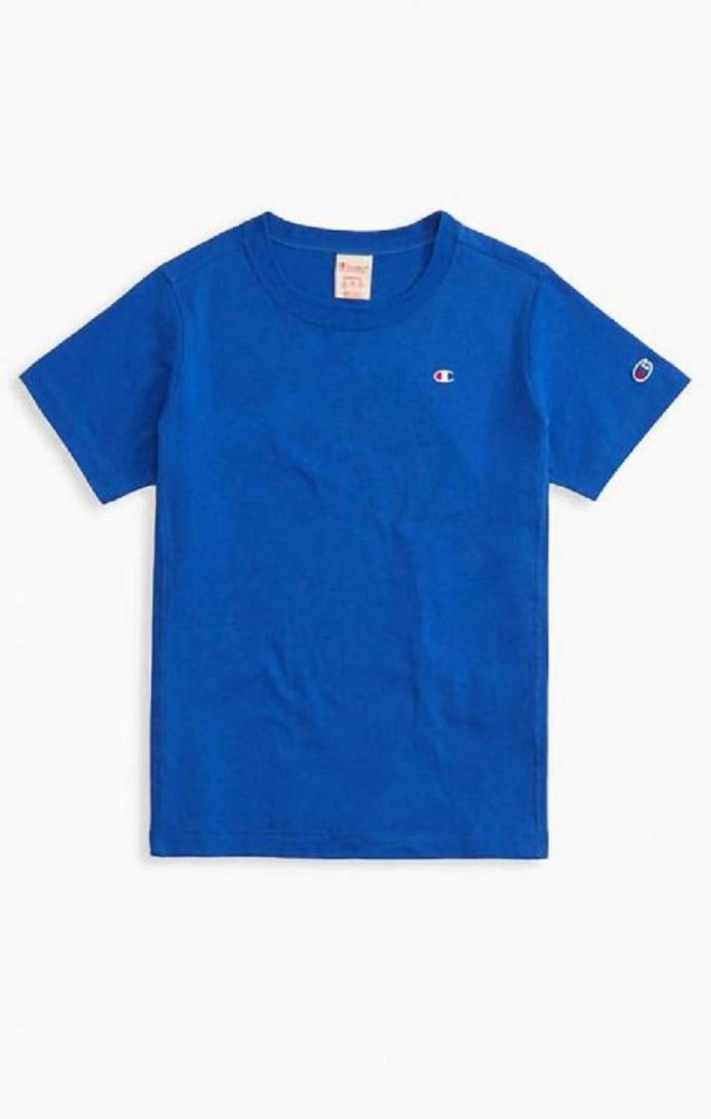 Champion Crew Neck T-Shirt T Shirts Dame Blå | 5279-NGLAF