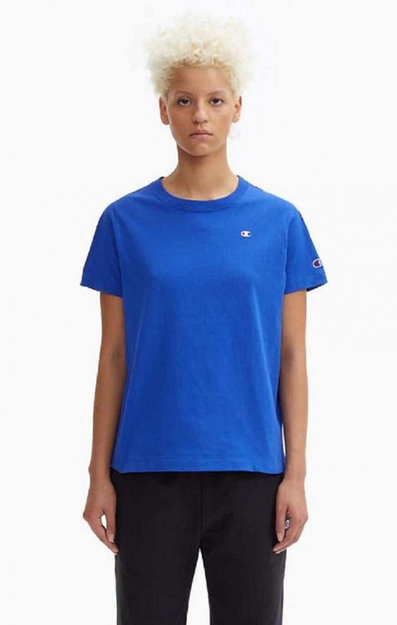 Champion Crew Neck T-Shirt T Shirts Dame Blå | 5279-NGLAF