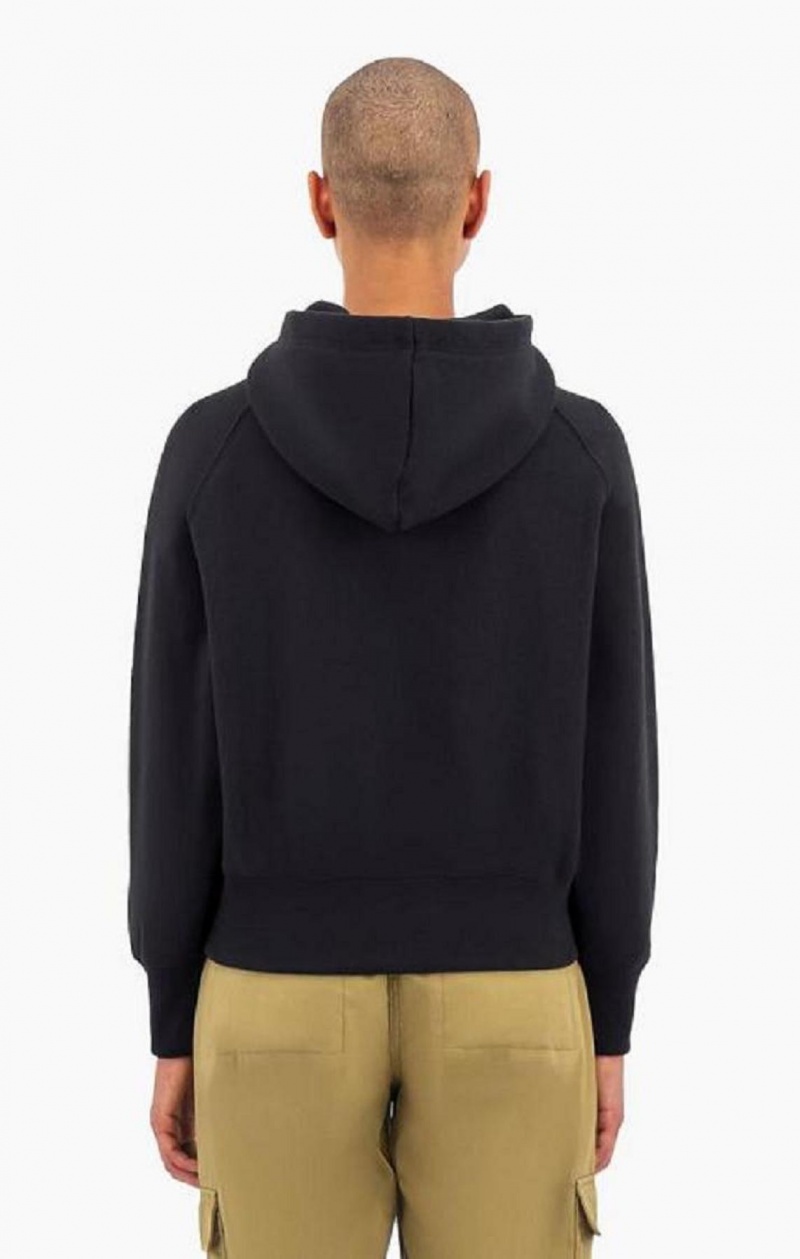 Champion Cropped C Logo Reverse Weave Hoodie Hættetrøje Dame Sort | 2741-GEDBH