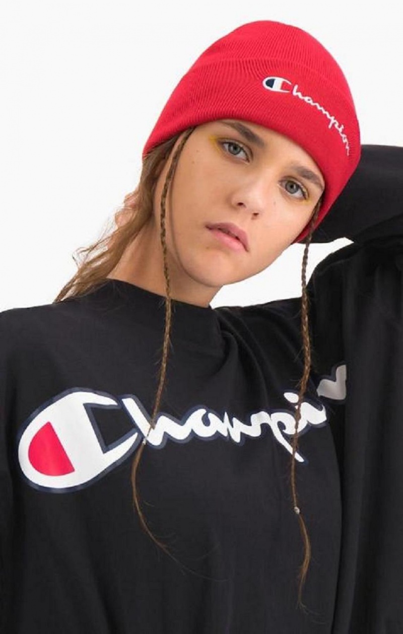 Champion Cropped Script Logo T-Shirt T Shirts Dame Sort | 1837-WNYJR