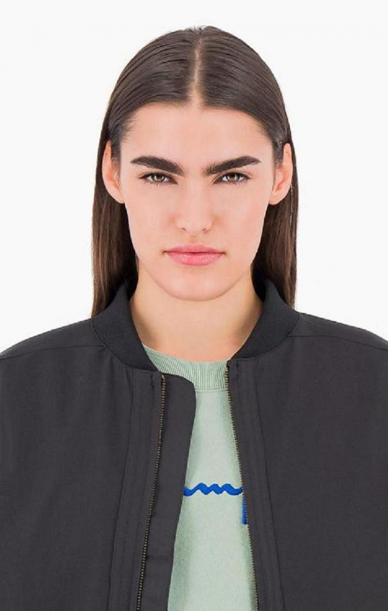 Champion Cropped Stretch Bomber Jacket Jakker Dame Sort | 4219-DILMW