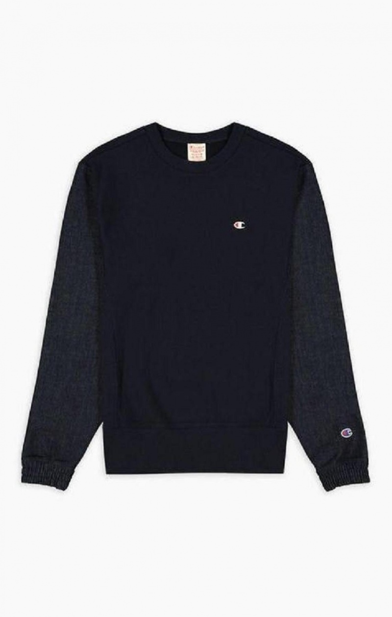 Champion Denim Reverse Weave Sweatshirt Sweatshirts Herre Mørkeblå | 8427-HOLDP