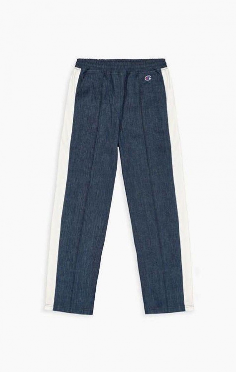 Champion Denim Stripe Flared Track Pants Joggingbukser Dame Turkis Blå | 6973-NTBGV