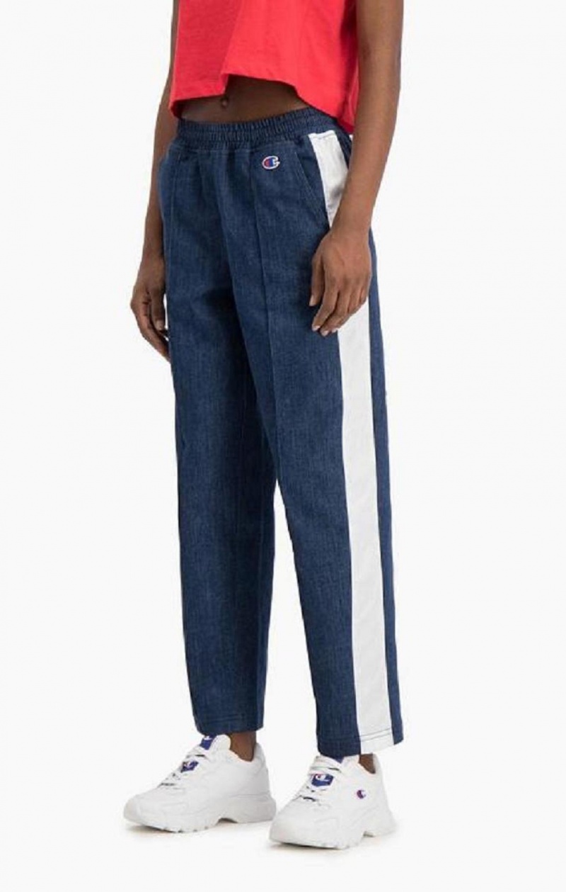 Champion Denim Stripe Flared Track Pants Joggingbukser Dame Turkis Blå | 6973-NTBGV