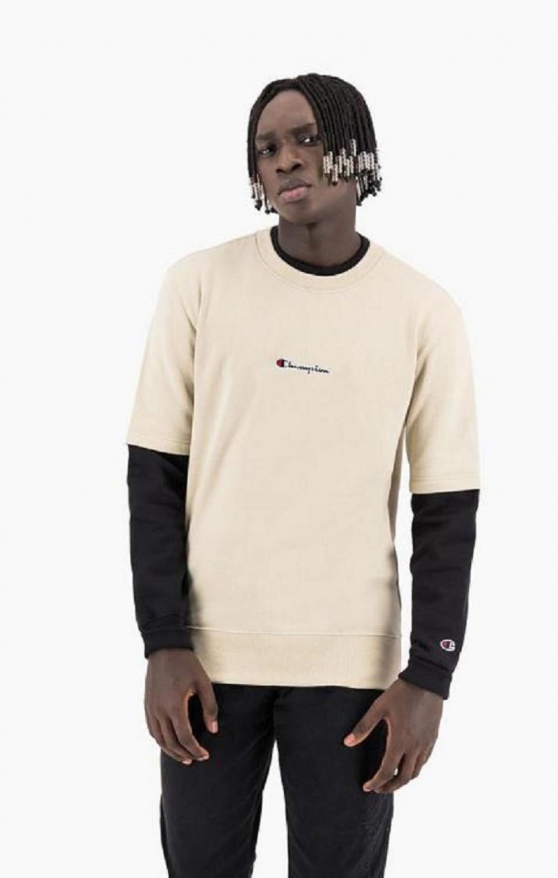 Champion Double Layer Crew Neck Sweatshirt Sweatshirts Herre Brune | 6235-QDSTU