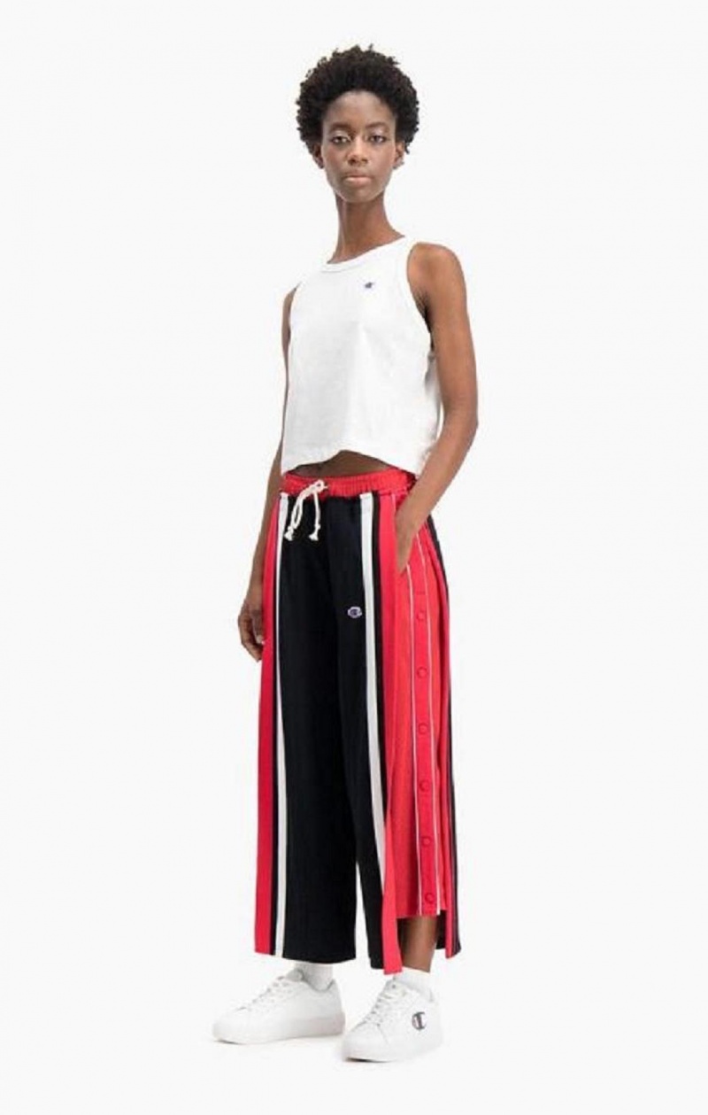 Champion Double Layer Popper Flared Track Pants Joggingbukser Dame Sort Rød | 2851-ADONW