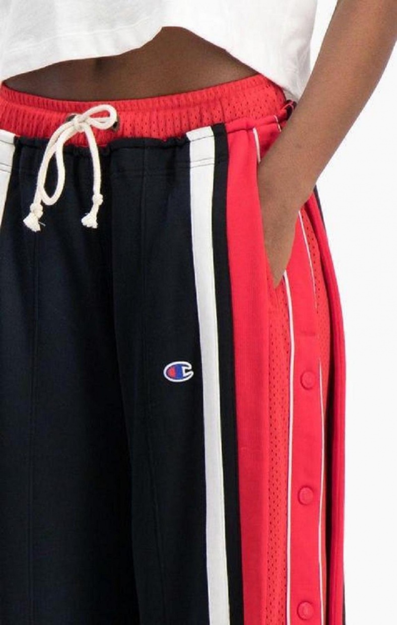 Champion Double Layer Popper Flared Track Pants Joggingbukser Dame Sort Rød | 2851-ADONW