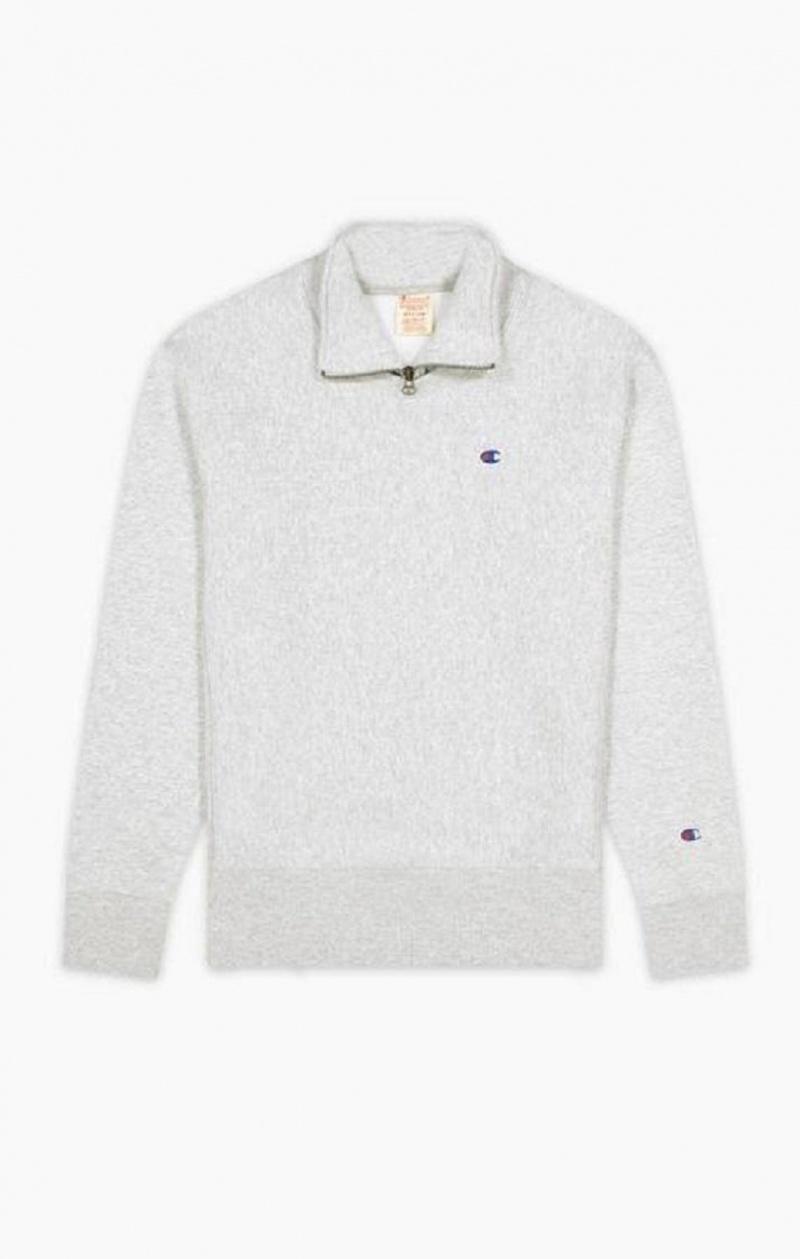 Champion Double Layer Reverse Weave Sweatshirt Sweatshirts Herre Lysegrå | 9386-GZJKU