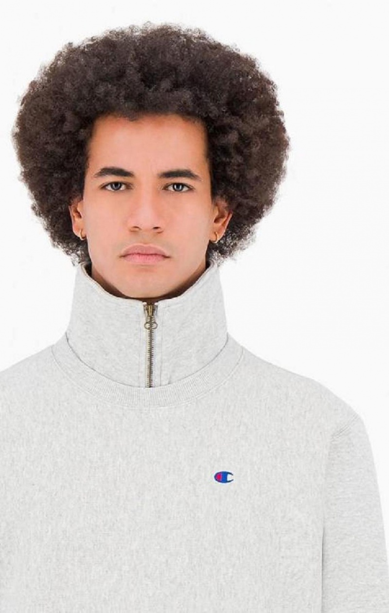 Champion Double Layer Reverse Weave Sweatshirt Sweatshirts Herre Lysegrå | 9386-GZJKU