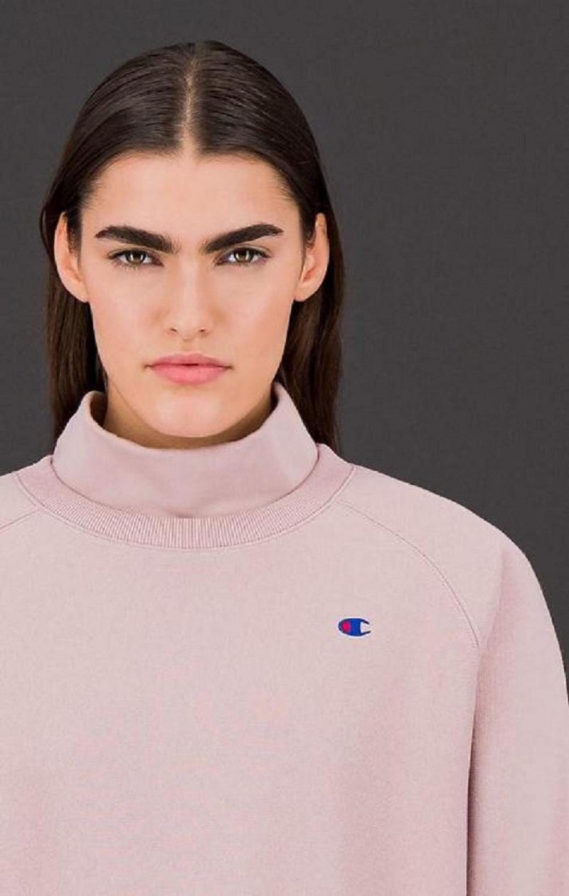 Champion Double Layer Reverse Weave Sweatshirt Sweatshirts Dame Lyserød | 1835-YZGRD