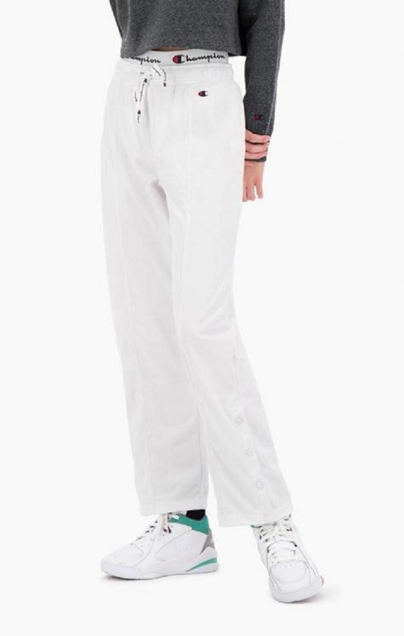 Champion Double Waistband Popper Track Pants Joggingbukser Dame Hvide | 5102-PELNA