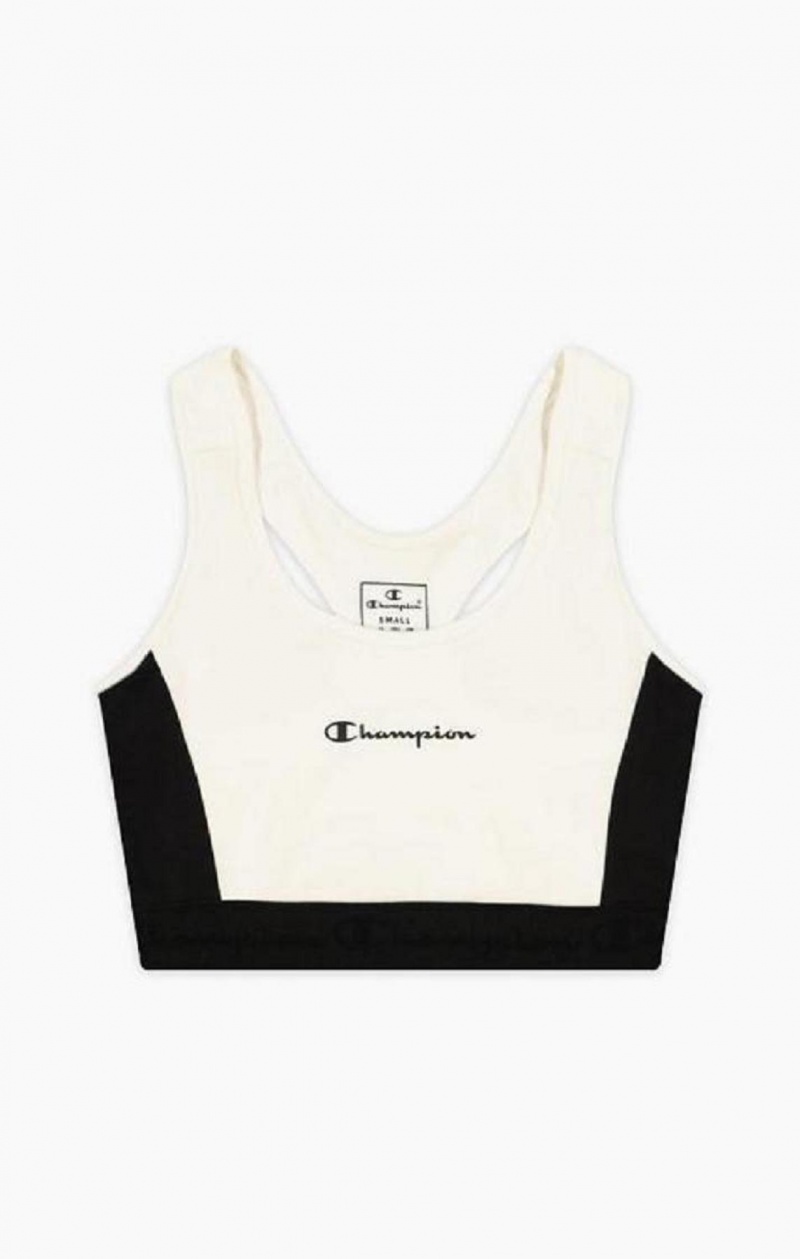 Champion Embossed Logo Tape Sports Bra Sports BH Dame Hvide | 9602-JTNSK