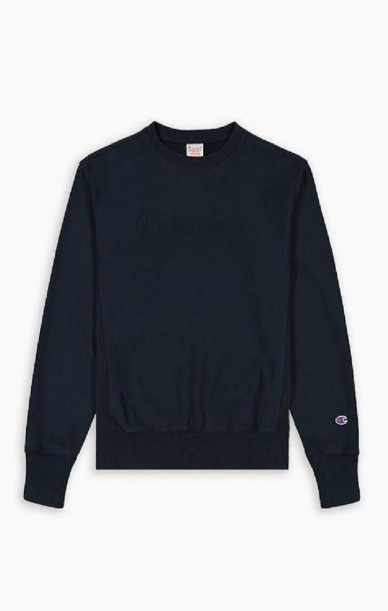 Champion Embossed Script Logo Reverse Weave Sweatshirt Sweatshirts Herre Mørketurkis | 5072-HZLBG