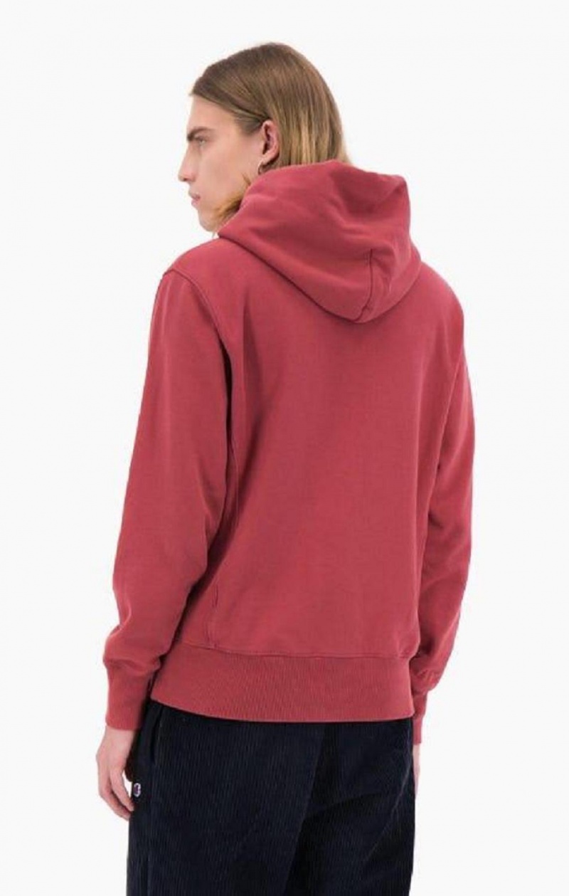 Champion Embossed Script Logo Reverse Weave Hoodie Hættetrøje Herre Rød | 6249-KTZLA