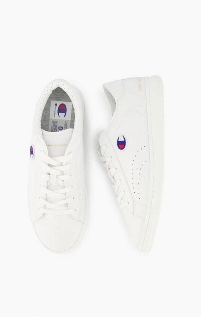 Champion Embroidered Logo Læder Trainers Sportssko Dame Hvide | 1085-USOZT