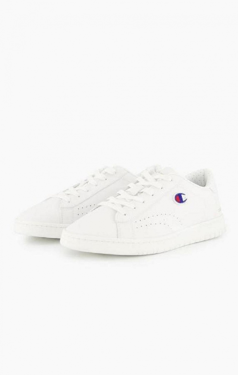 Champion Embroidered Logo Læder Trainers Sportssko Dame Hvide | 1085-USOZT